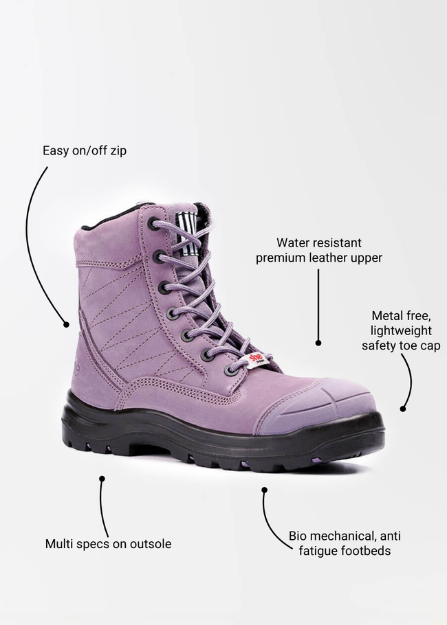 Achieves: womens safety work boots (zip)