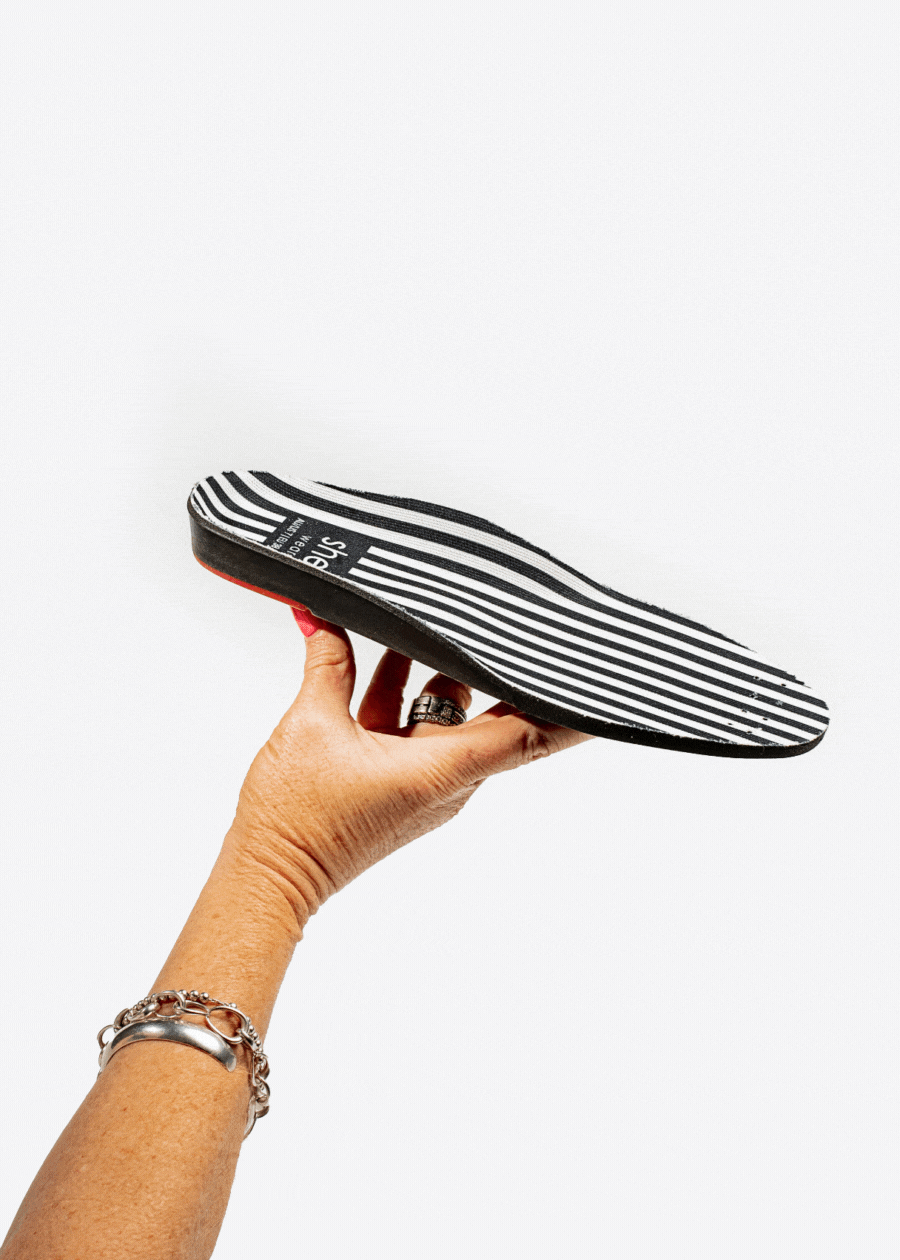 Signature biomechanical footbed with contoured heel, arch support and metatarsal support for all day comfort