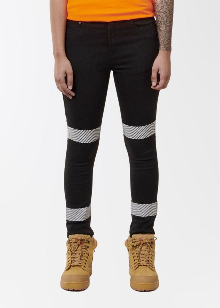 Women's taped stretch jeans she wear