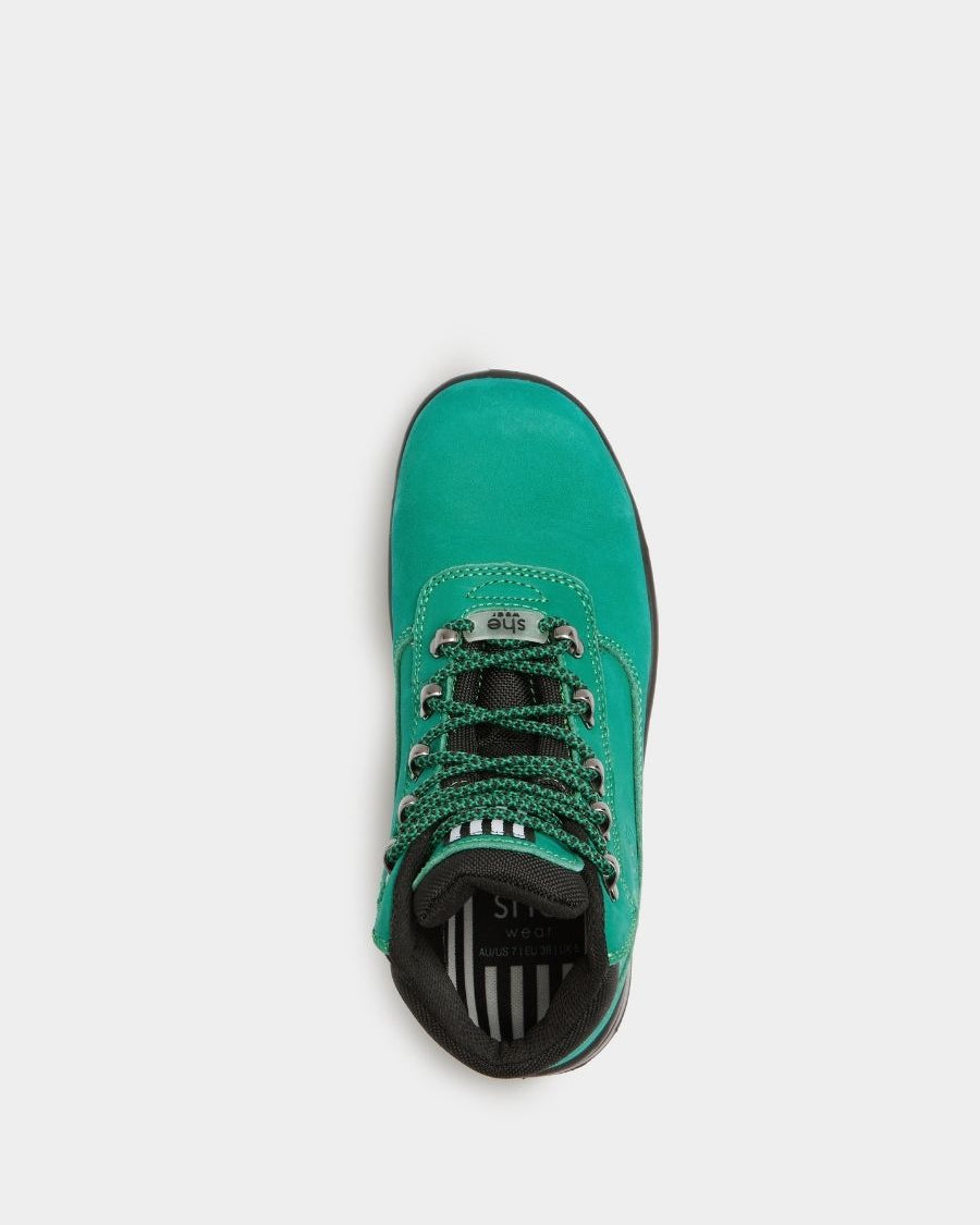 wide fit womens work boot in green