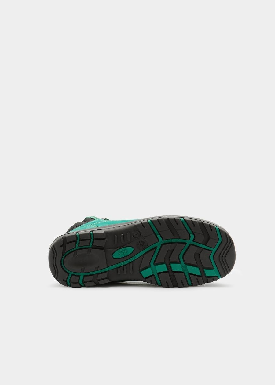 slip resistant rubber sole on womens green work boots