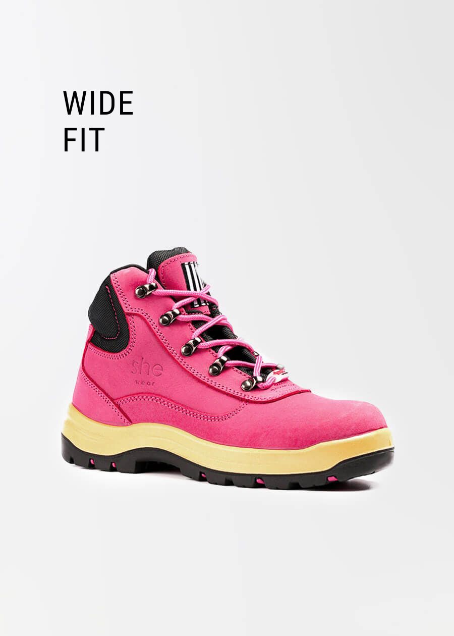 pink work boots for women with wide feet