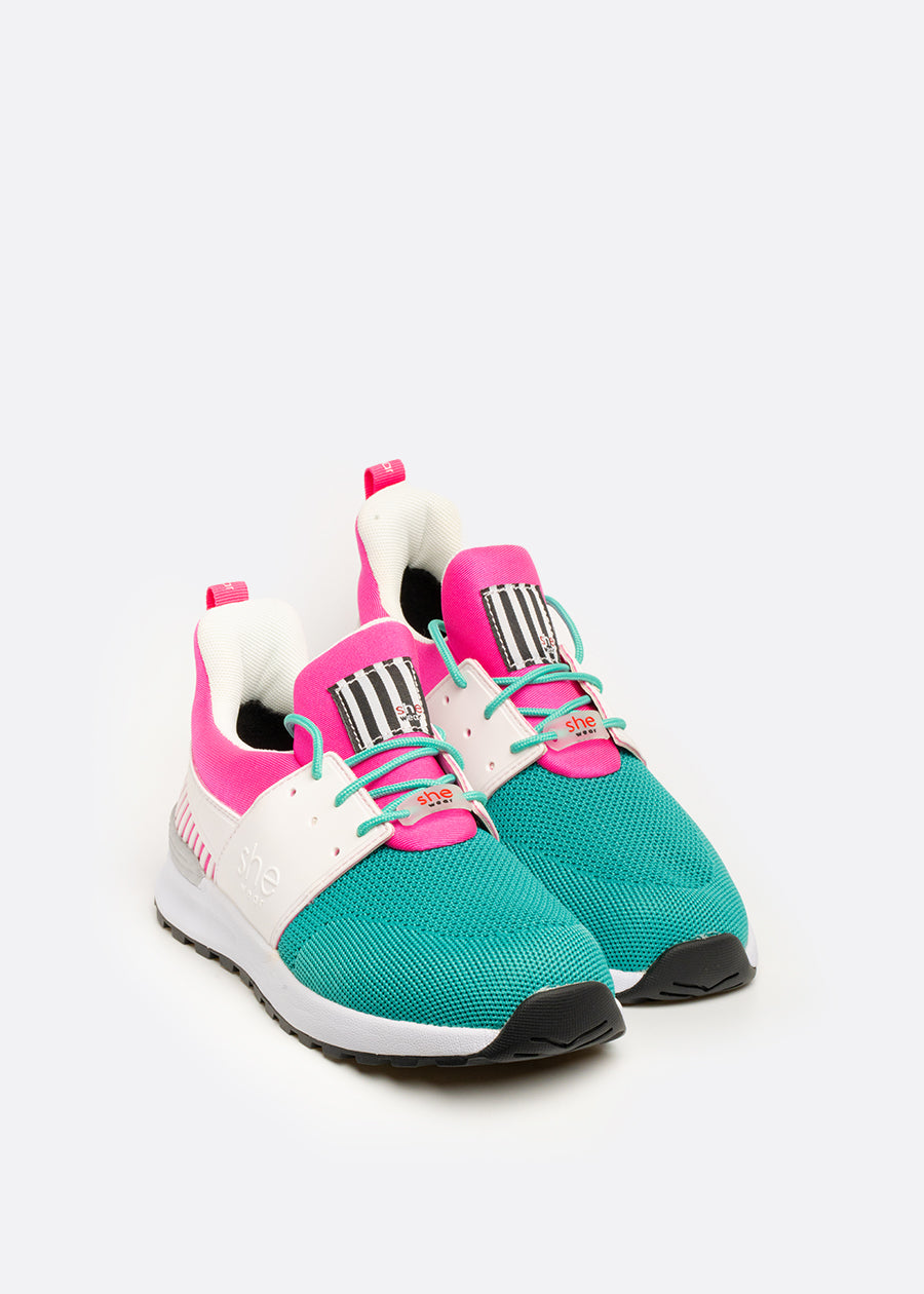 Bright green and hot pink active sneakers for a fun splash of colour