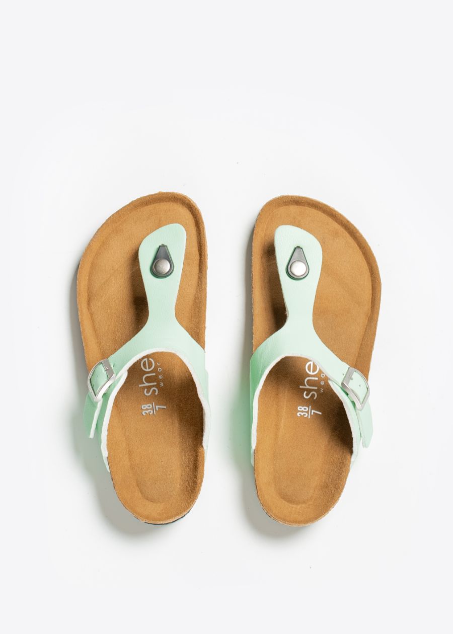 Honeydew Wander slides for women. Top view.