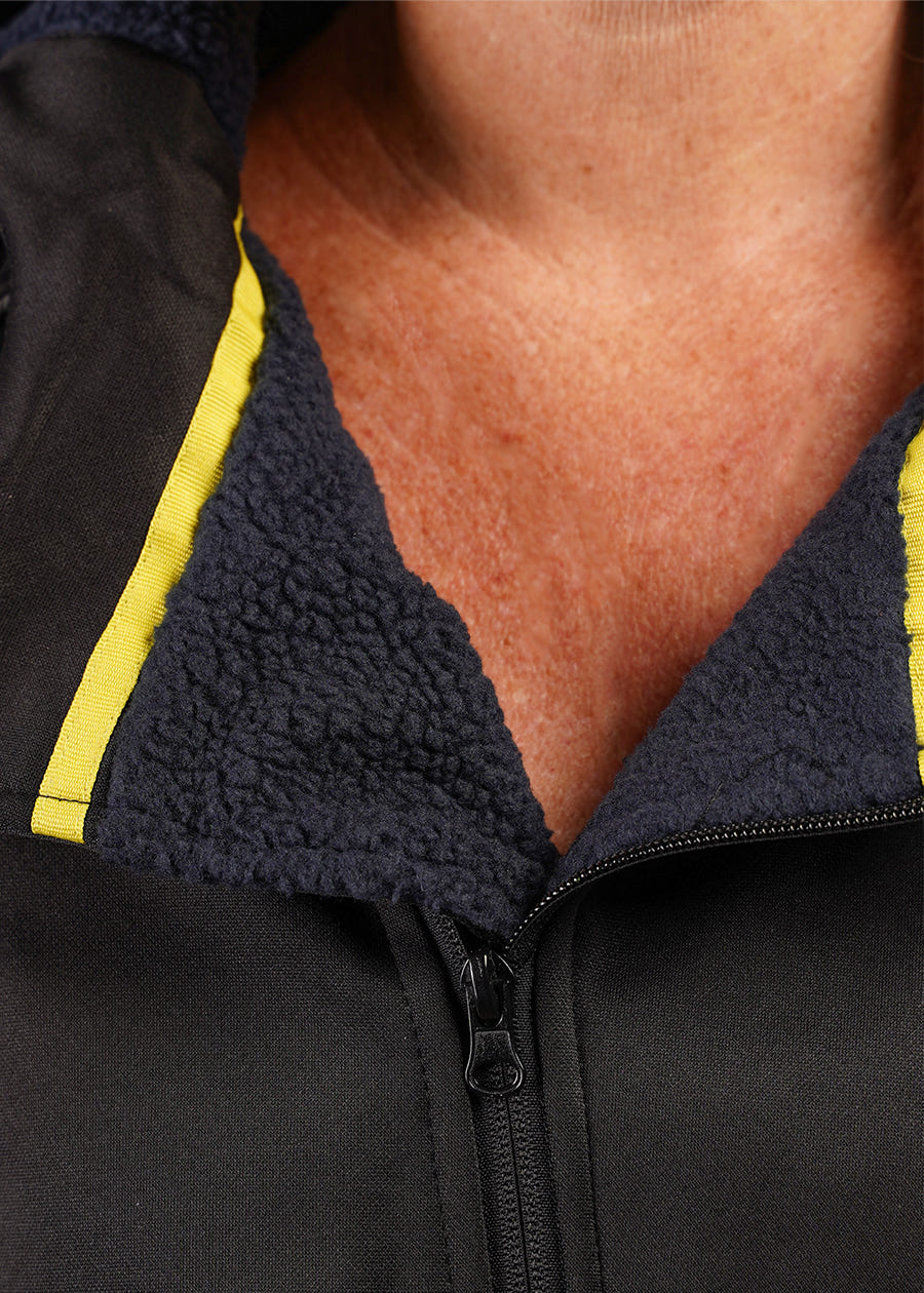 Women's fleece zip front hoodie with sherpa lining - she wear