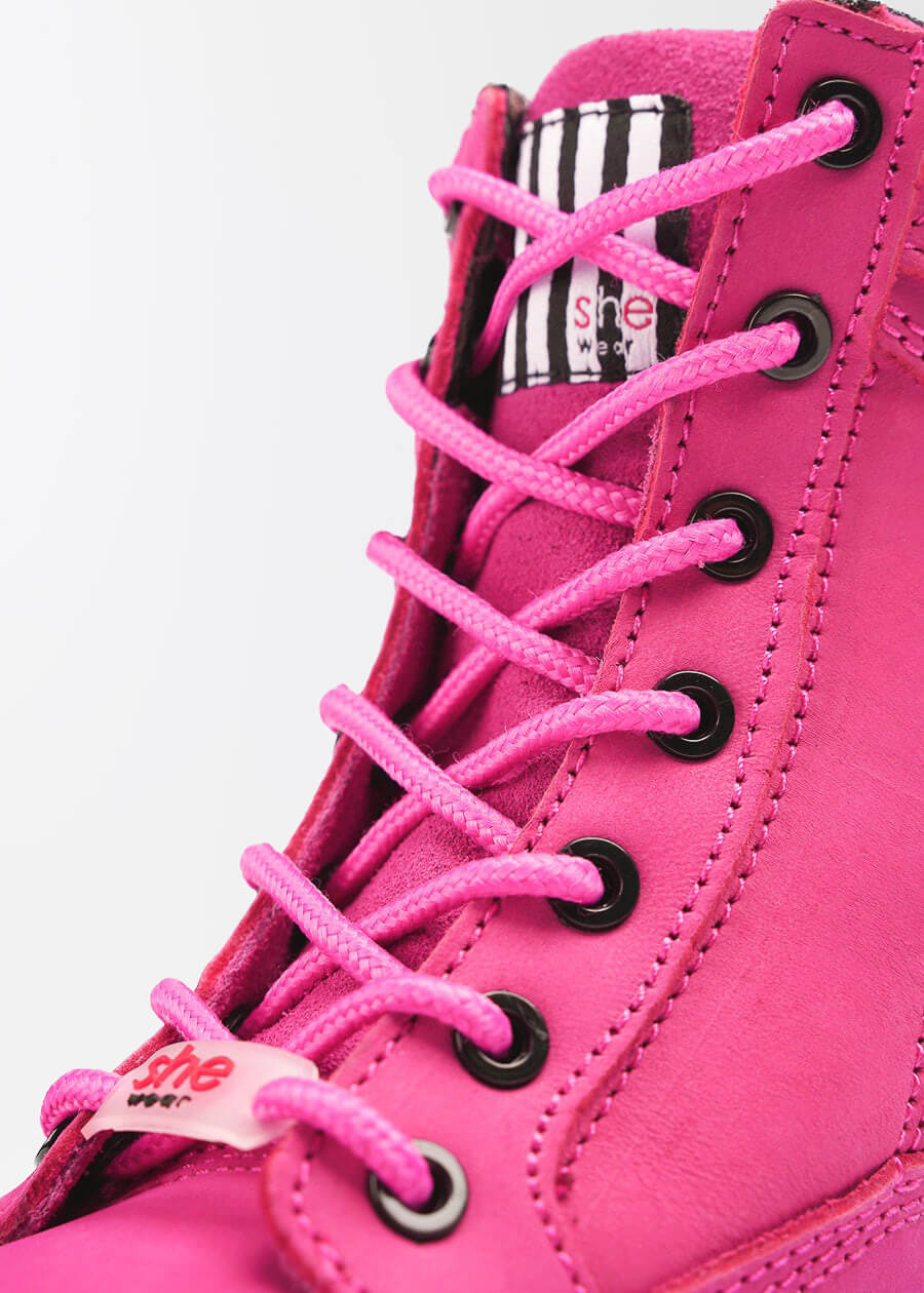 she wear women's work boots lace up pink safety toe