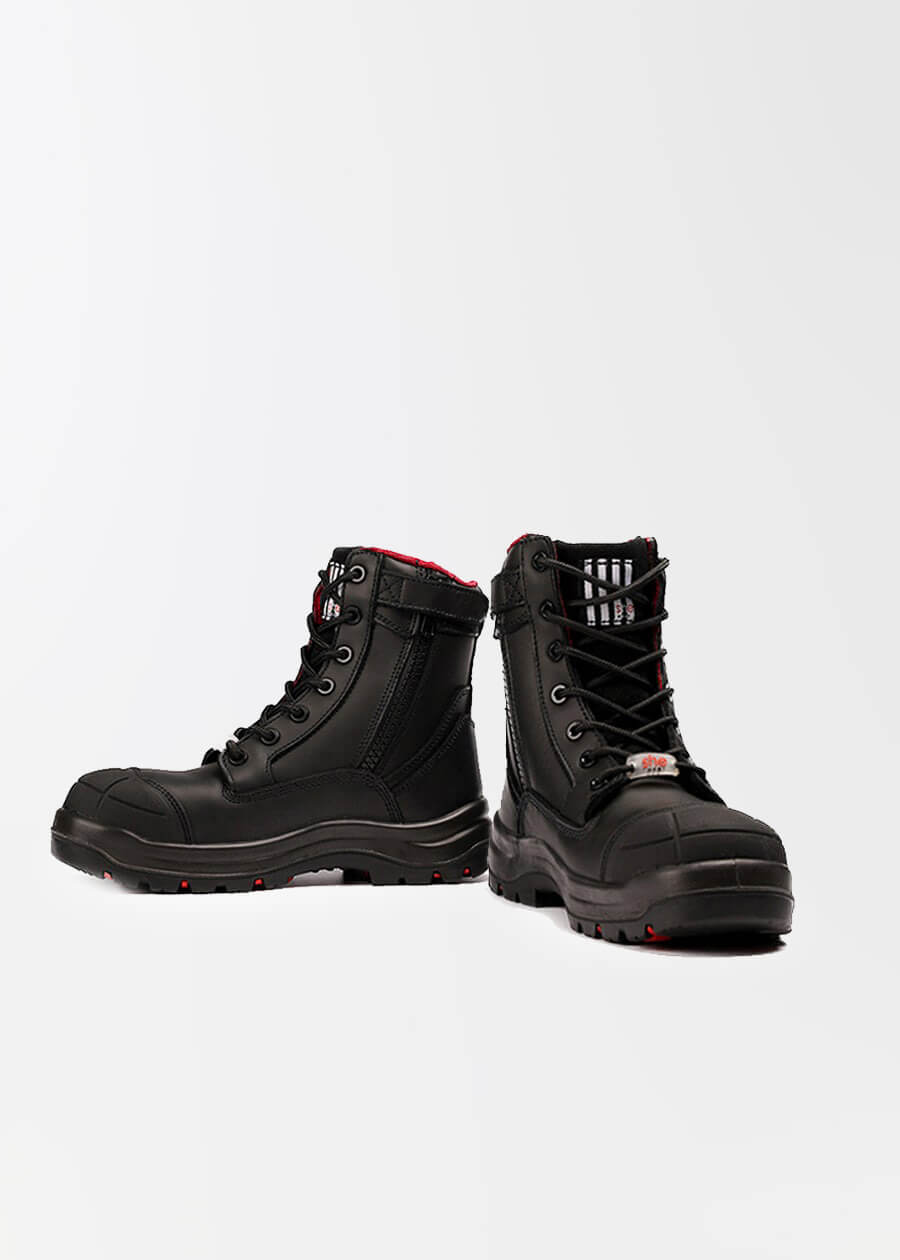 she wear women's safety work boots lace up black