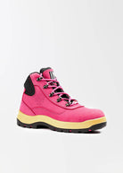she wear lace up steel cap safety boot for women pink