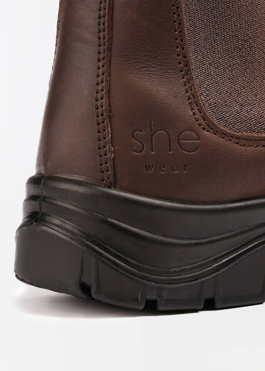 pull on safety boots women she wear brown
