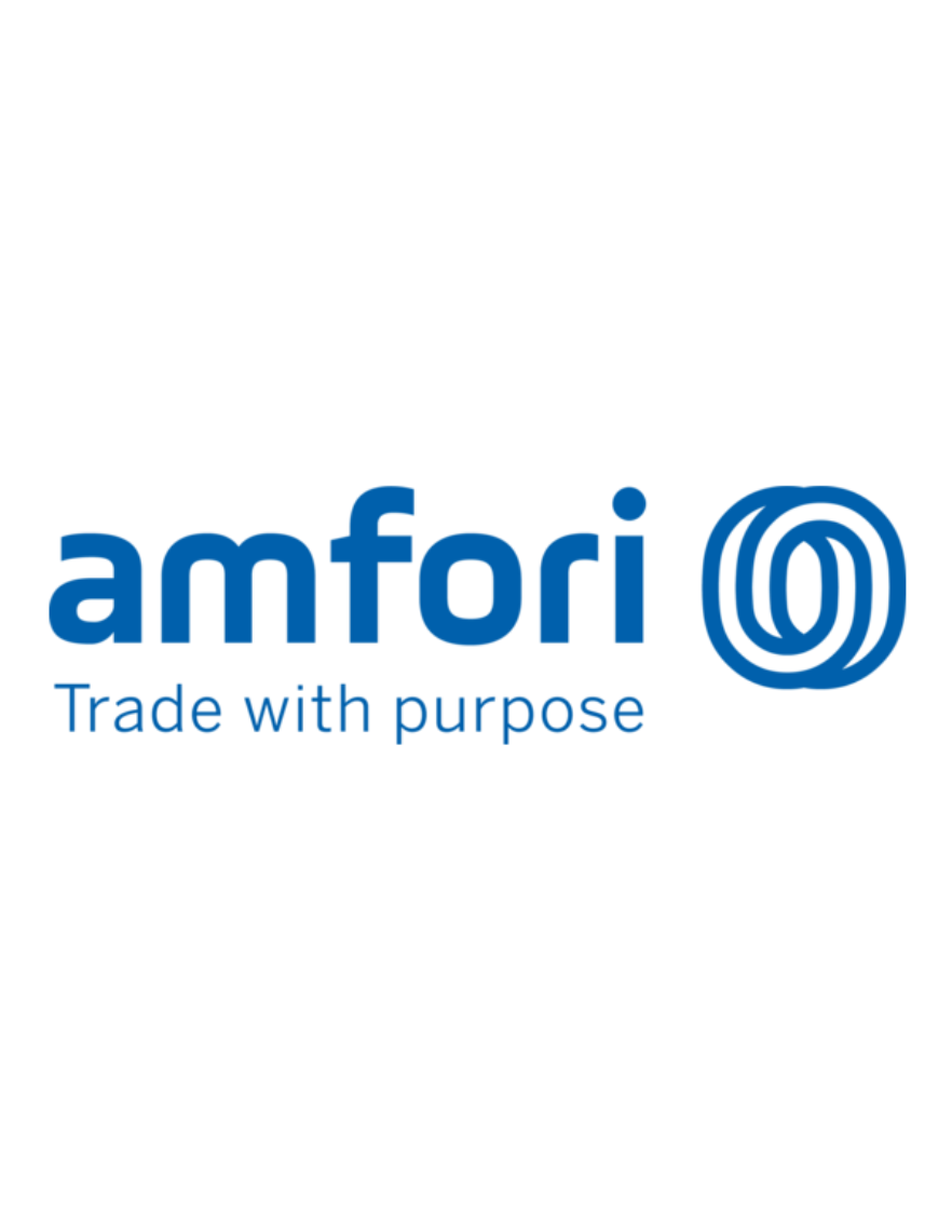 Amfori logo with tagline 'Trade with purpose' on a white background