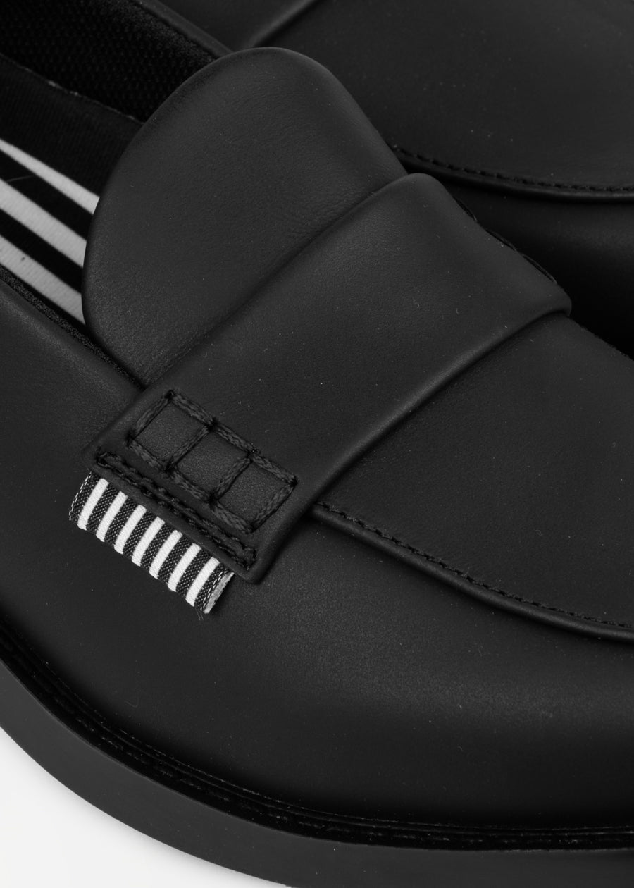 details on womens black work shoe