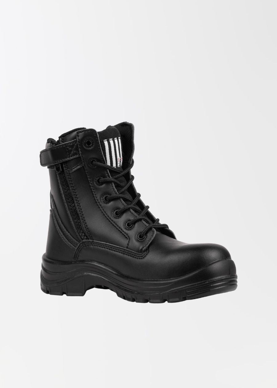 womens black zip work boot