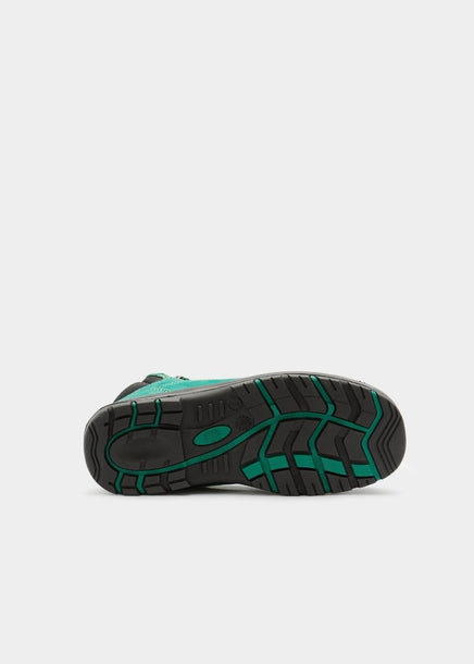 slip resistant rubber sole on womens green work boots