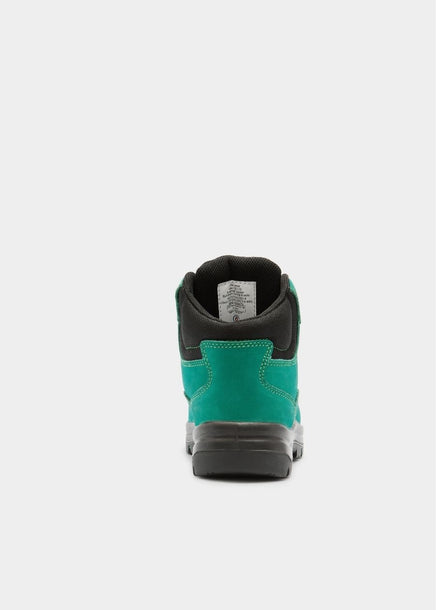 does steel cap safety boots back view green