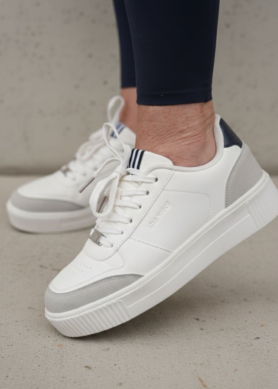 rise white navy grey platform supportive sneakers