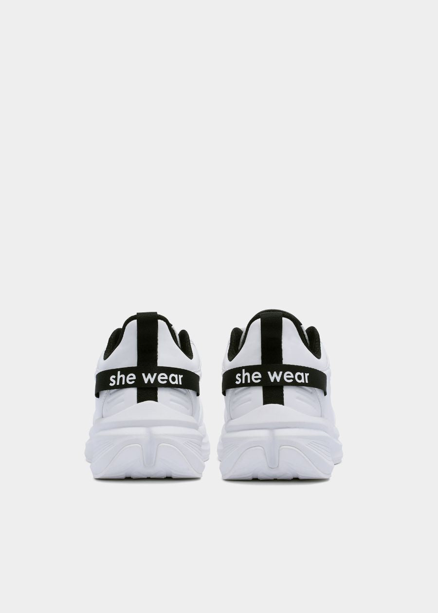 The Back of white walking sneaker 