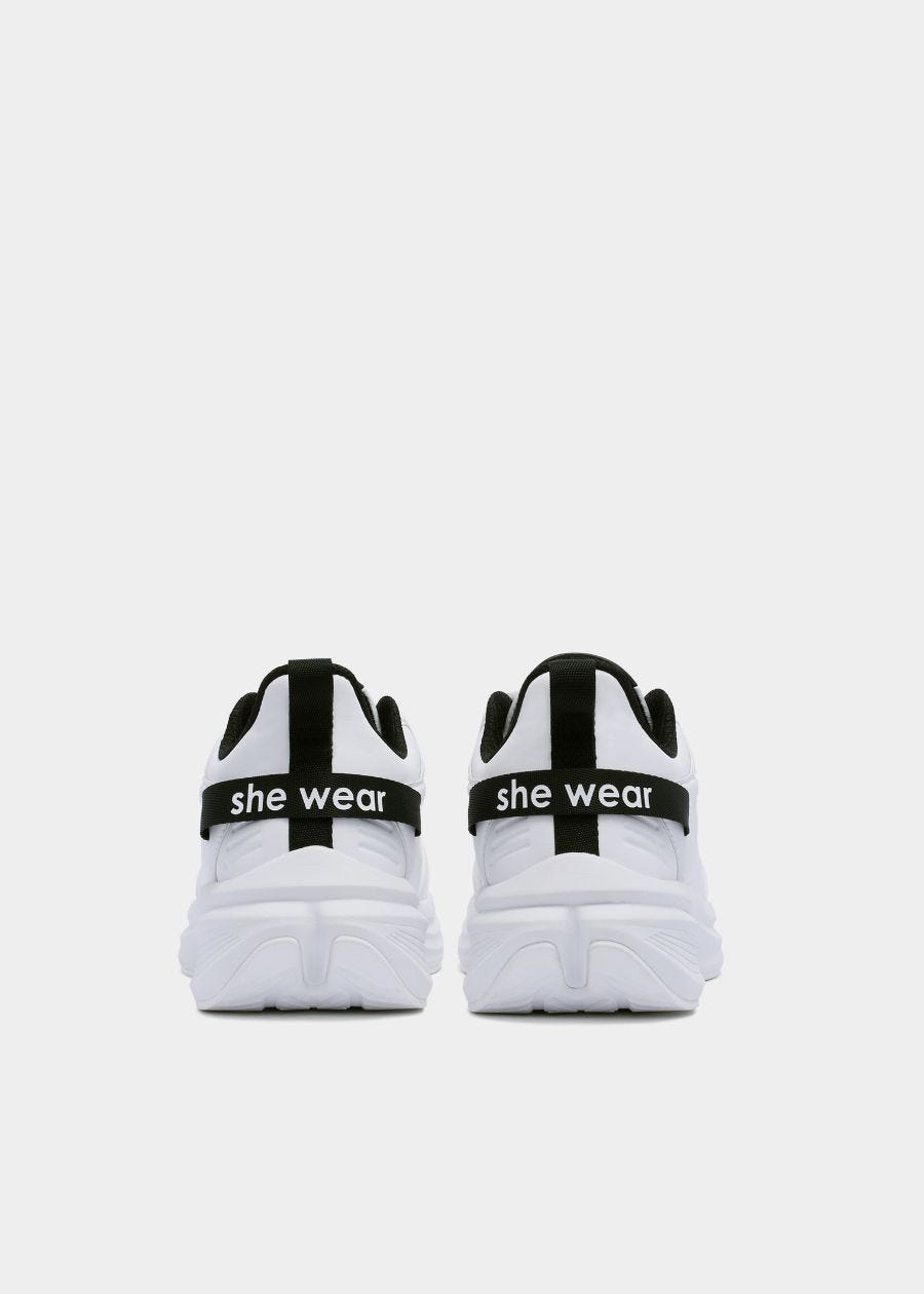 The Back of white walking sneaker 