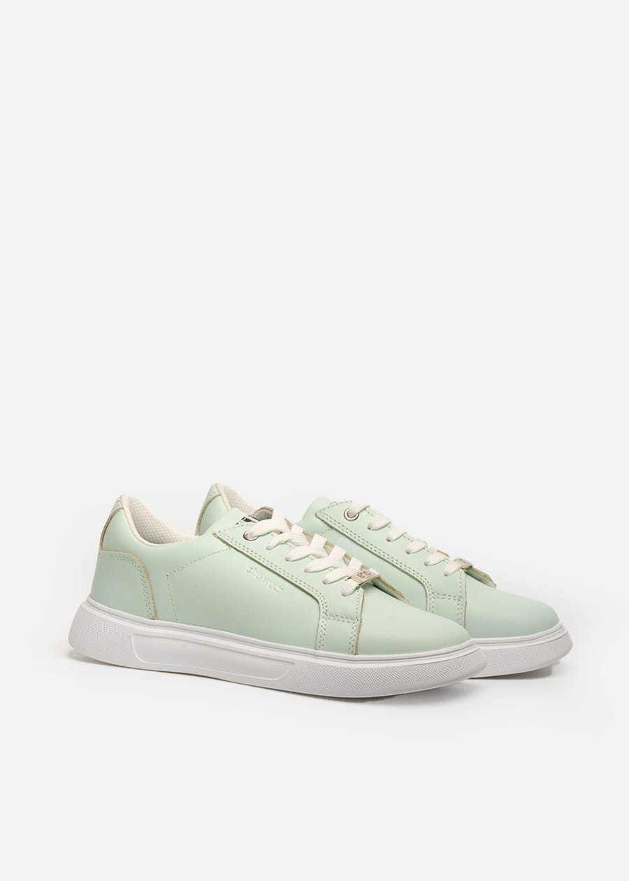 Blue-green fashion sneakers with white accents