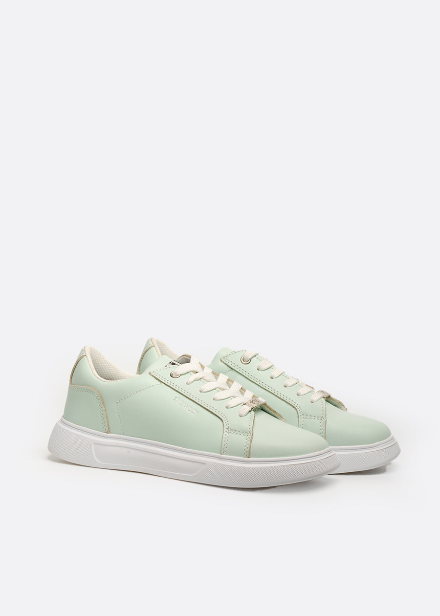 Blue-green fashion sneakers with white accents