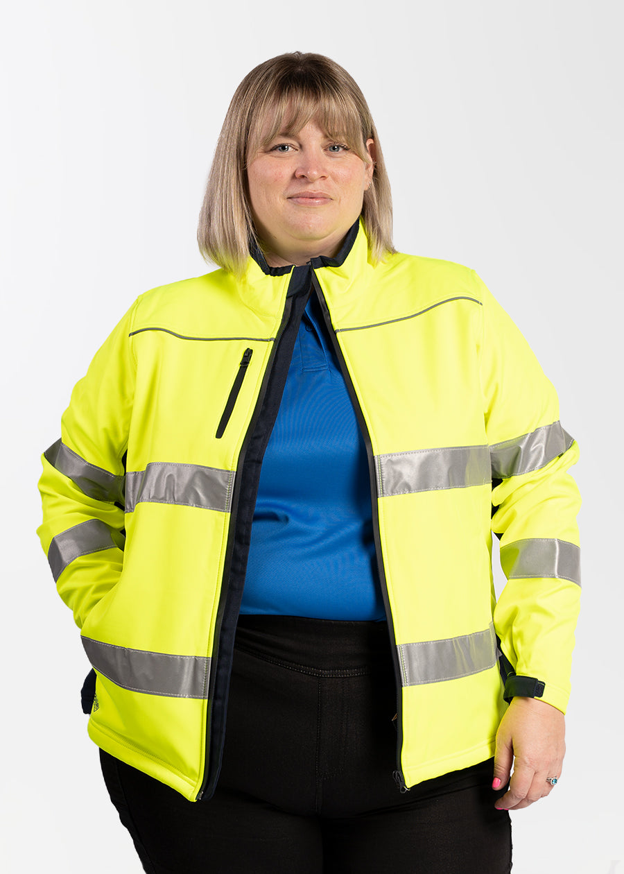 Hi vis women's taped soft shell jacket - she wear