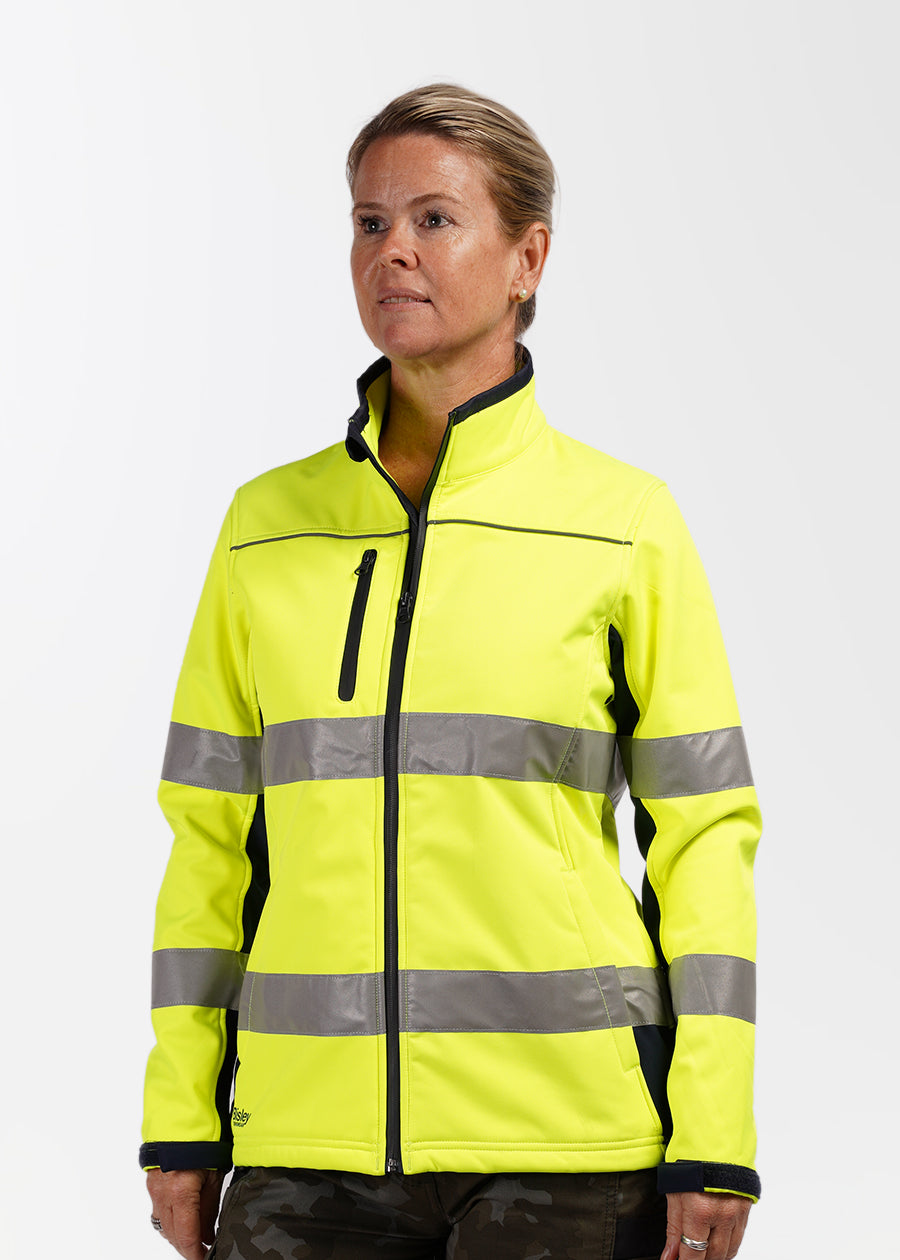 Hi vis women's taped soft shell jacket - she wear