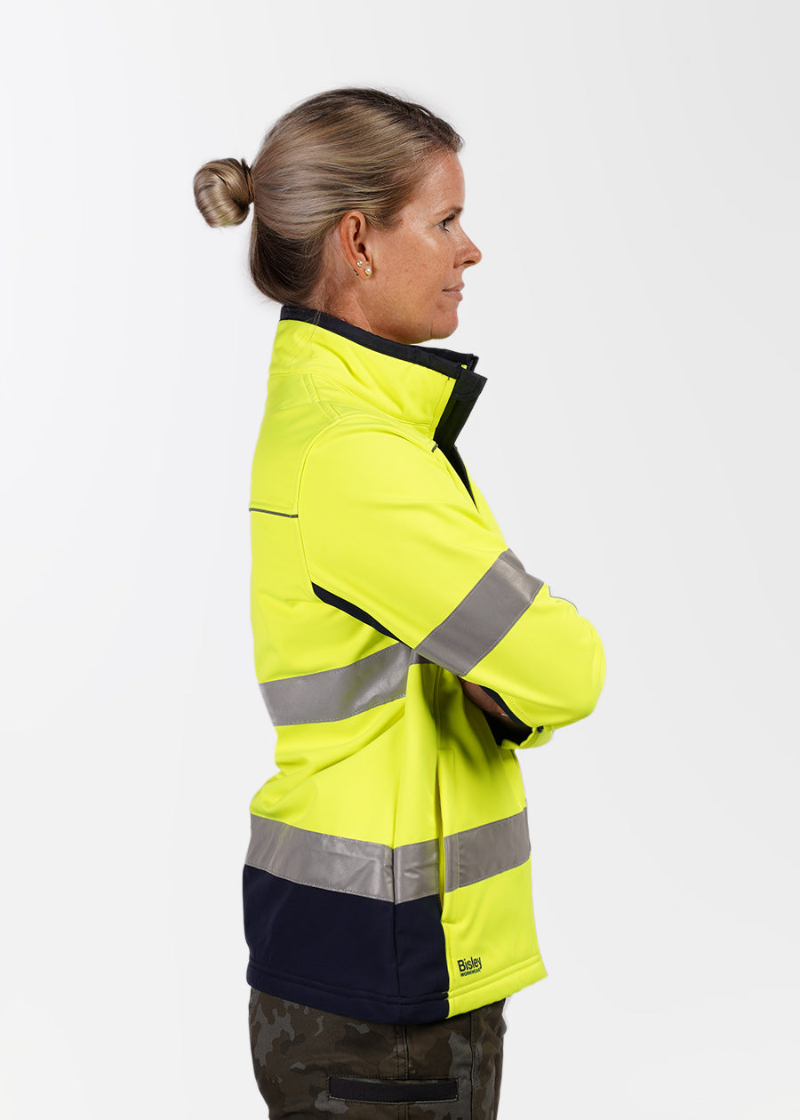 Hi vis women's taped soft shell jacket - she wear