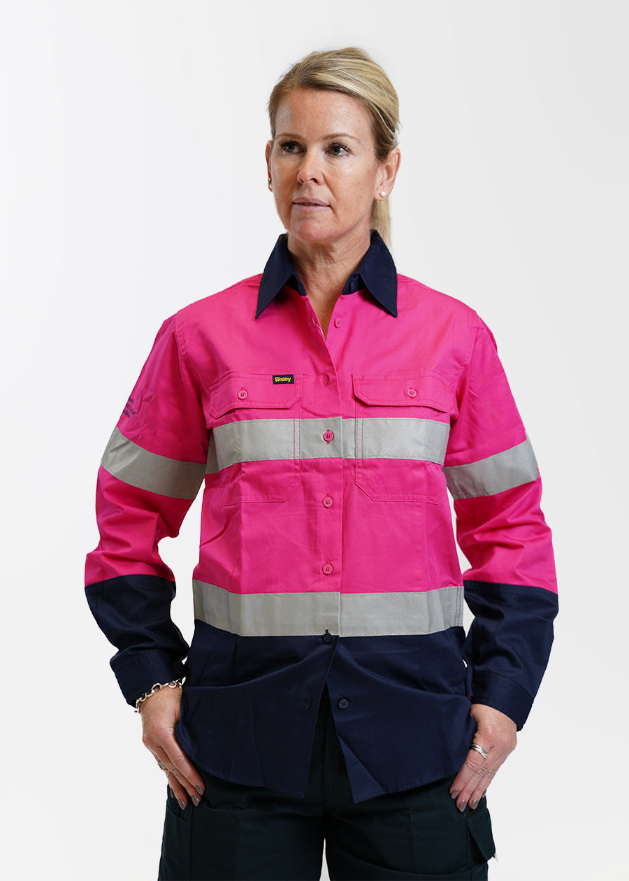 Women hi vis lightweight long sleeve shirt Pink – she wear