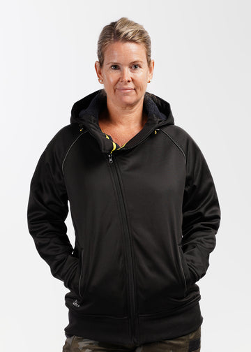 Women's fleece zip front hoodie with sherpa lining – she wear