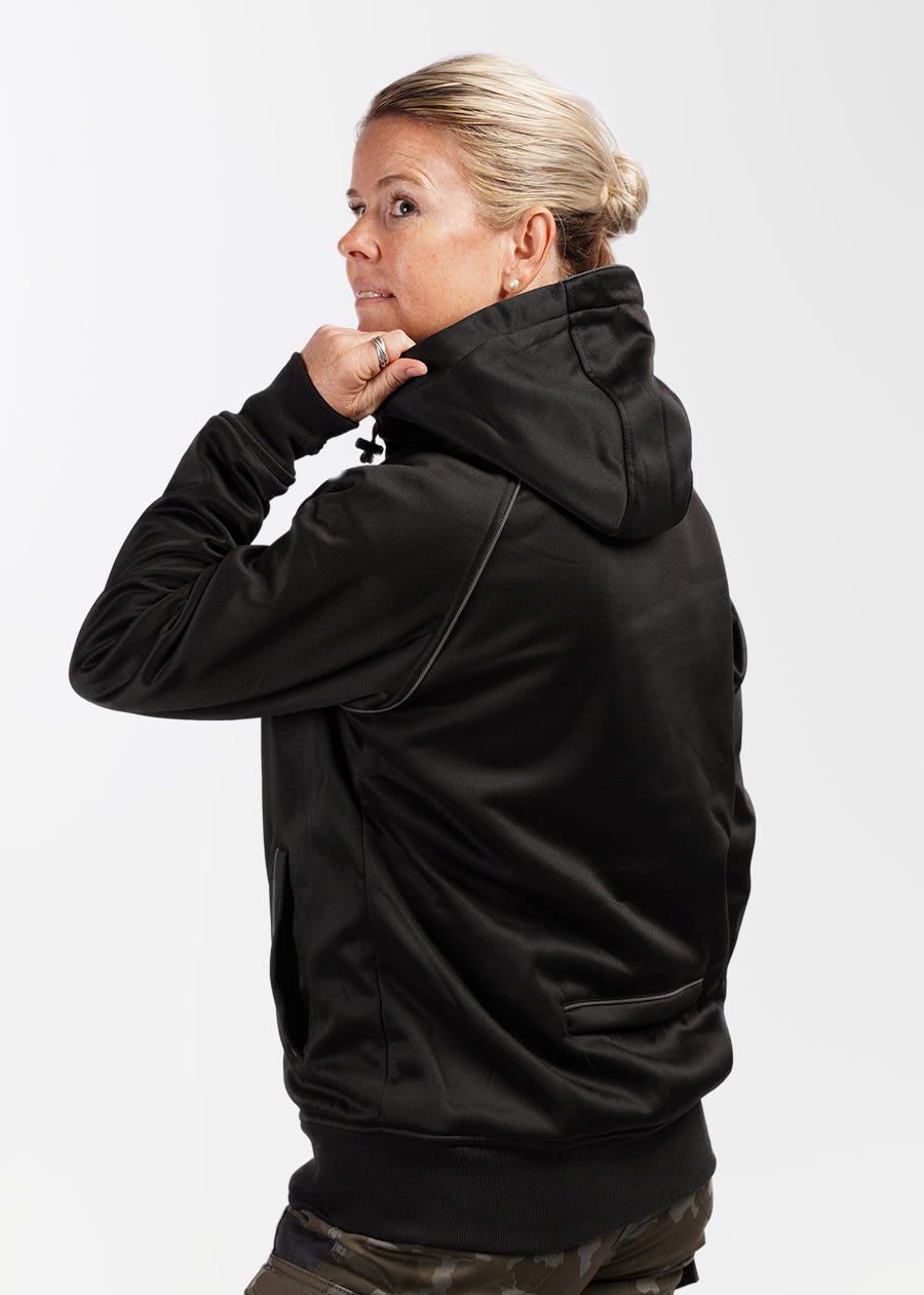 Women's fleece zip front hoodie with sherpa lining - she wear