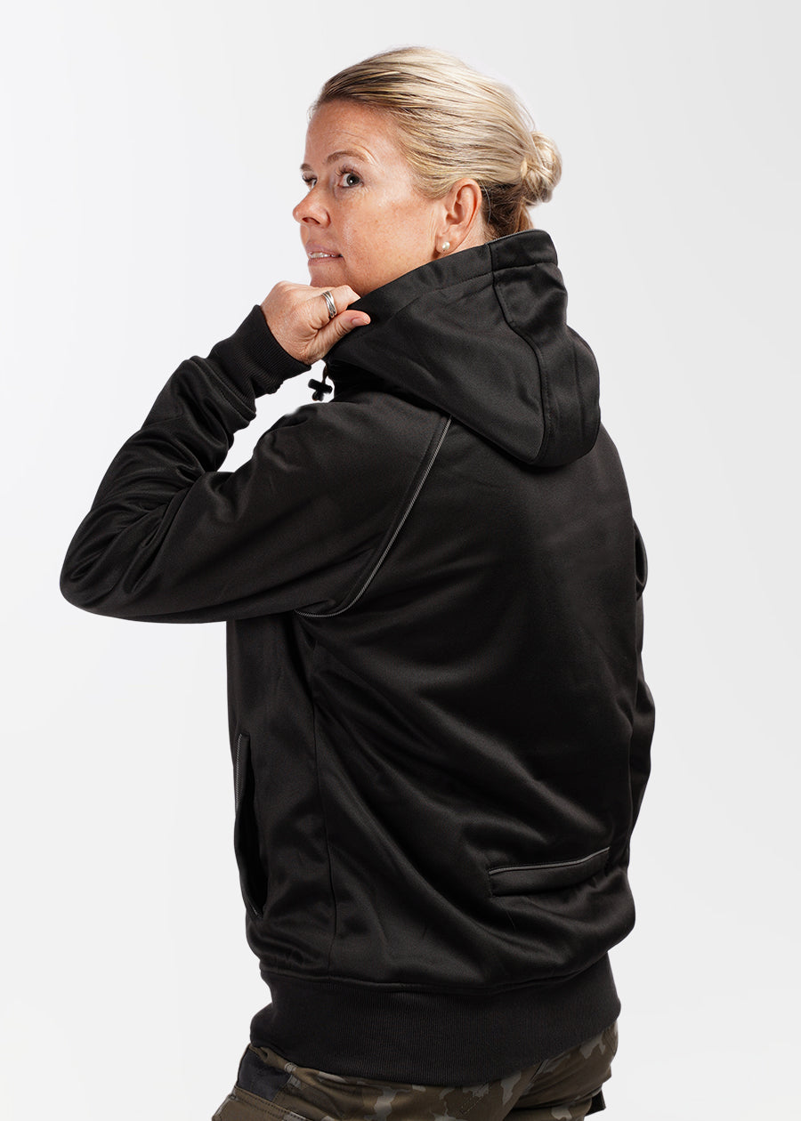 Women's fleece zip front hoodie with sherpa lining - she wear