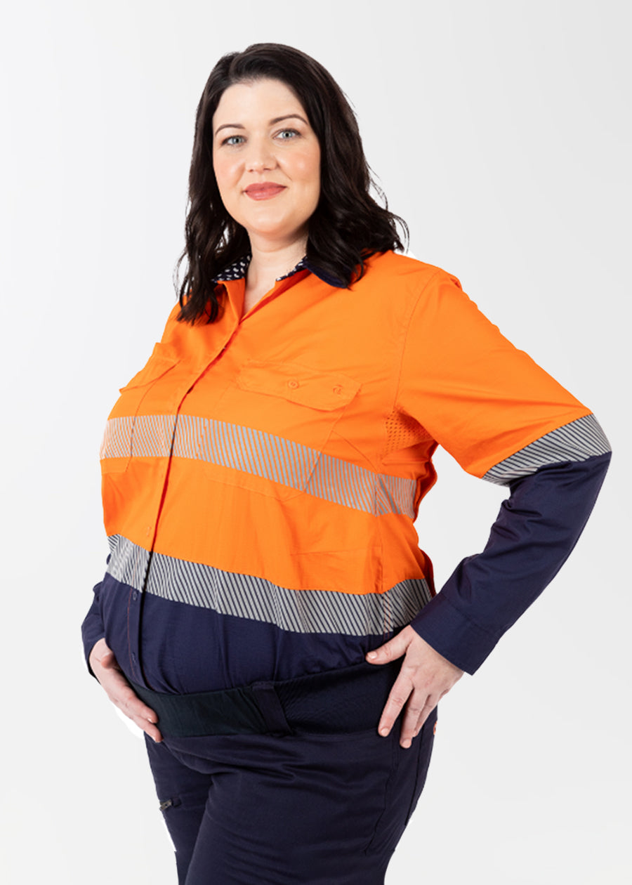 Mae hi vis maternity work shirt - she wear