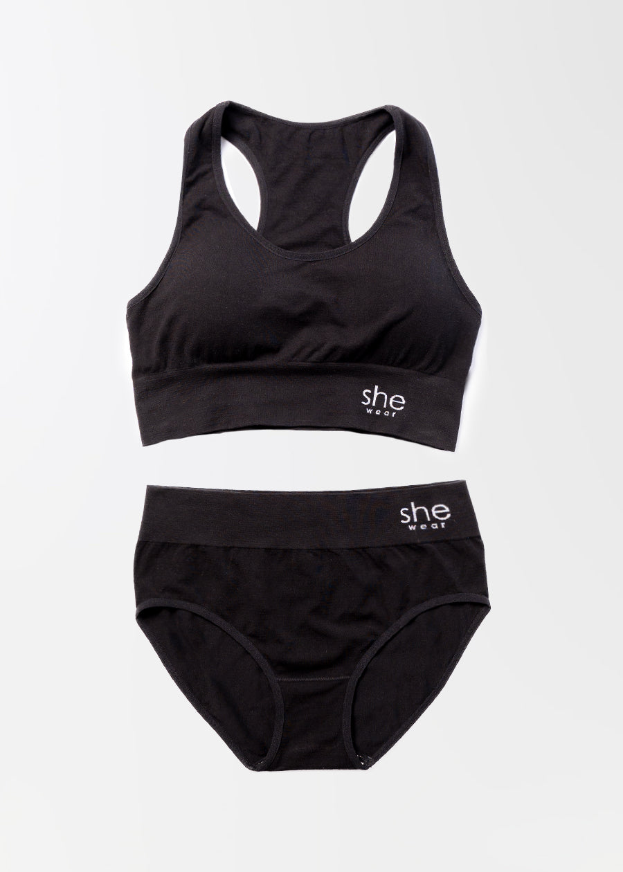 Lounge - Bamboo Basic Bralette & G-String/Briefs Underwear Set