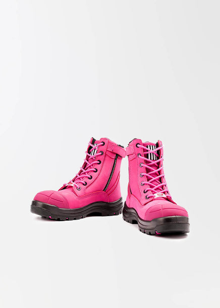 she wear she achieves pink women's work boots