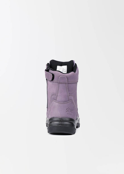 she wear women's safety boots lace up purple