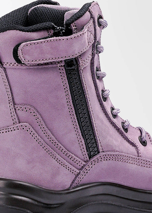 she wear women's safety boots lace up purple