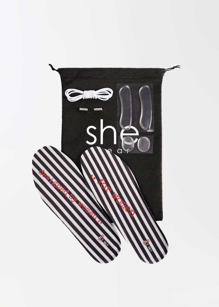 she wear adapt pack white elastic lases thin soles gel pads