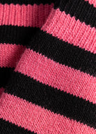 she wear black and pink organic bamboo women's thick long socks fabric close up